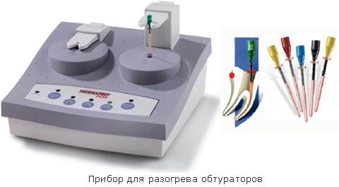 Пломбирование каналов разогретой гуттаперчей